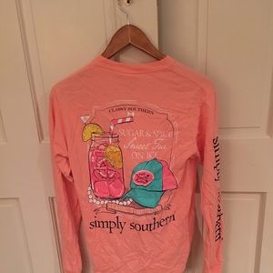 Coral Simply Southern Long Sleeve T-Shirt Small